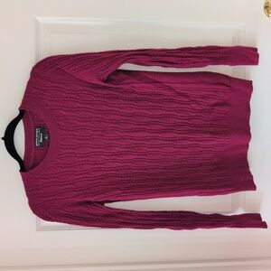 Banana Republic Magenta Italian Wool Cable Knit Sweater Sz m